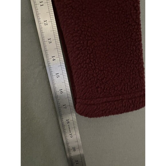 Denim‎ & Co Sherpa Jacket Womens Size XXS Dark Burgundy Long Length Warm Button - Picture 12 of 14